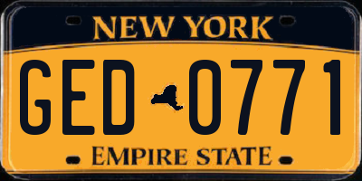 NY license plate GED0771