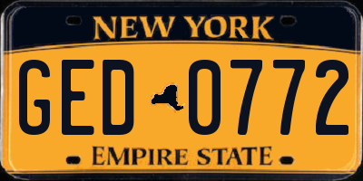 NY license plate GED0772