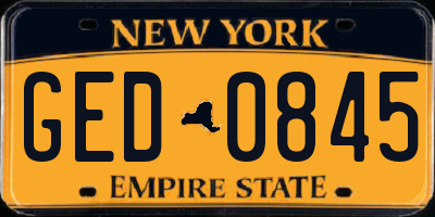 NY license plate GED0845