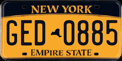 NY license plate GED0885