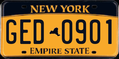 NY license plate GED0901