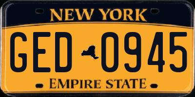 NY license plate GED0945
