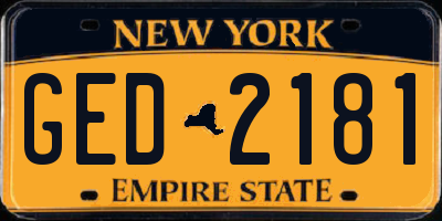 NY license plate GED2181