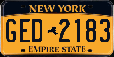 NY license plate GED2183
