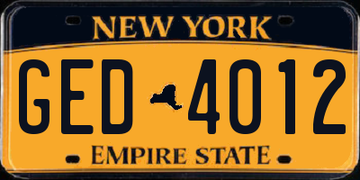 NY license plate GED4012
