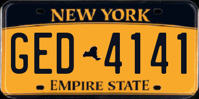 NY license plate GED4141