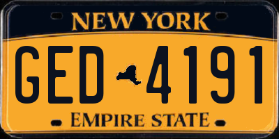 NY license plate GED4191