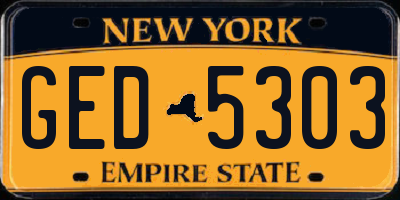 NY license plate GED5303