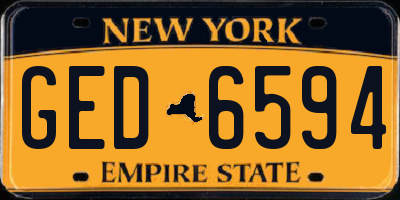 NY license plate GED6594