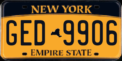 NY license plate GED9906