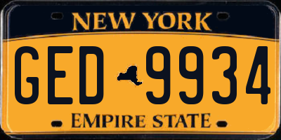 NY license plate GED9934