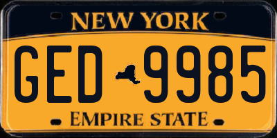 NY license plate GED9985