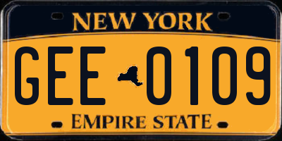 NY license plate GEE0109
