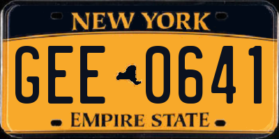 NY license plate GEE0641