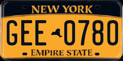 NY license plate GEE0780