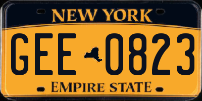 NY license plate GEE0823