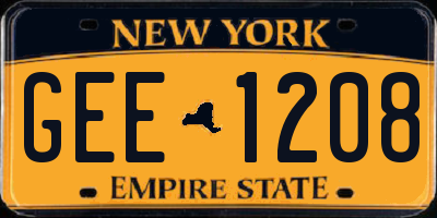 NY license plate GEE1208