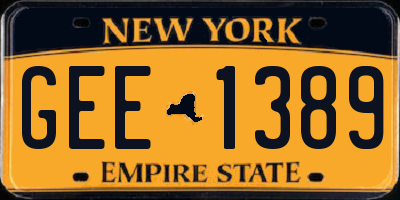 NY license plate GEE1389