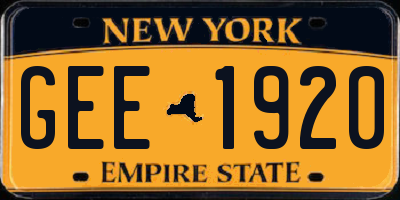 NY license plate GEE1920
