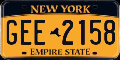 NY license plate GEE2158