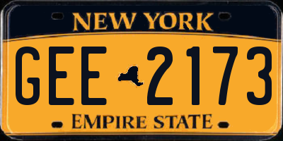 NY license plate GEE2173