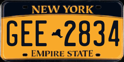 NY license plate GEE2834