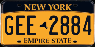 NY license plate GEE2884