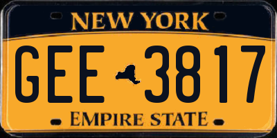 NY license plate GEE3817