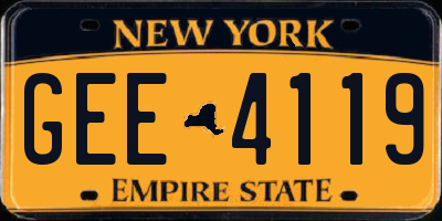 NY license plate GEE4119