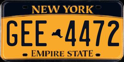 NY license plate GEE4472