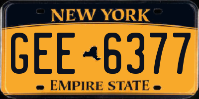 NY license plate GEE6377