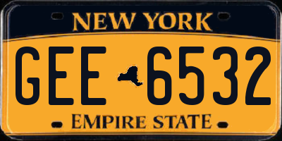 NY license plate GEE6532