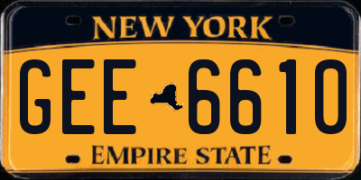 NY license plate GEE6610