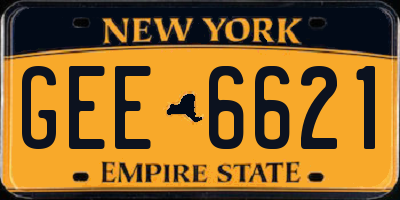 NY license plate GEE6621