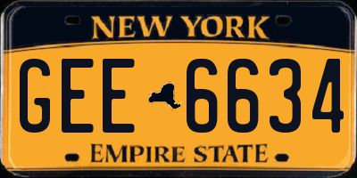 NY license plate GEE6634