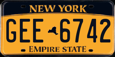 NY license plate GEE6742