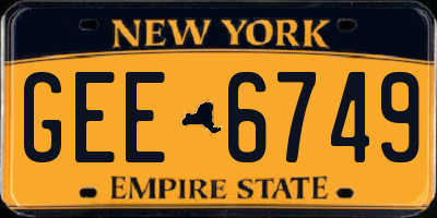 NY license plate GEE6749