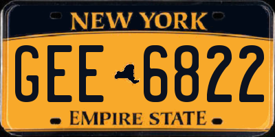 NY license plate GEE6822