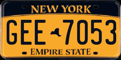 NY license plate GEE7053