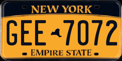 NY license plate GEE7072