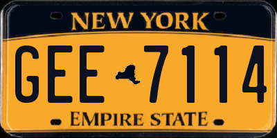 NY license plate GEE7114