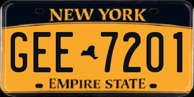 NY license plate GEE7201