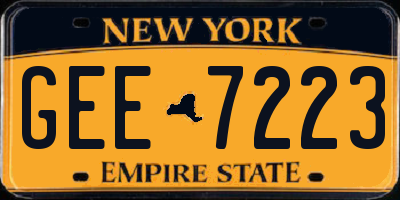 NY license plate GEE7223