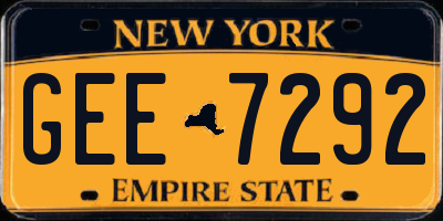 NY license plate GEE7292