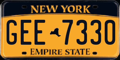 NY license plate GEE7330