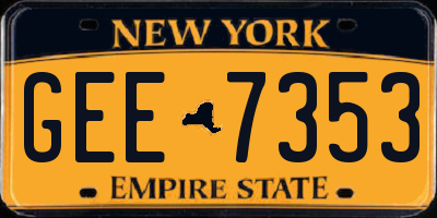 NY license plate GEE7353