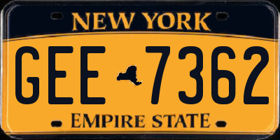 NY license plate GEE7362
