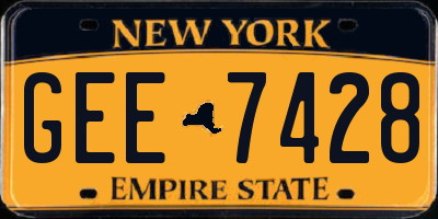 NY license plate GEE7428