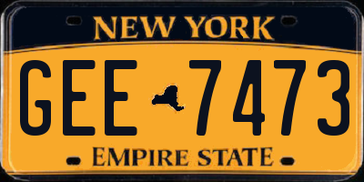 NY license plate GEE7473