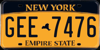 NY license plate GEE7476